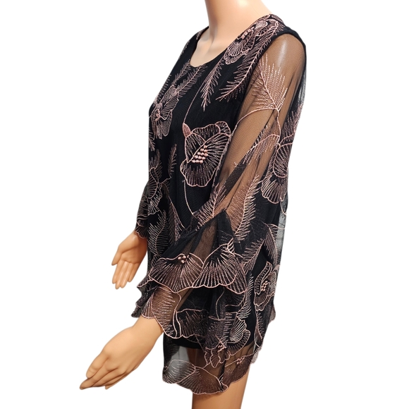 Alfani Floral Embroidered Flounce Sleeve Cottagecore Top Sz M - Picture 4 of 10